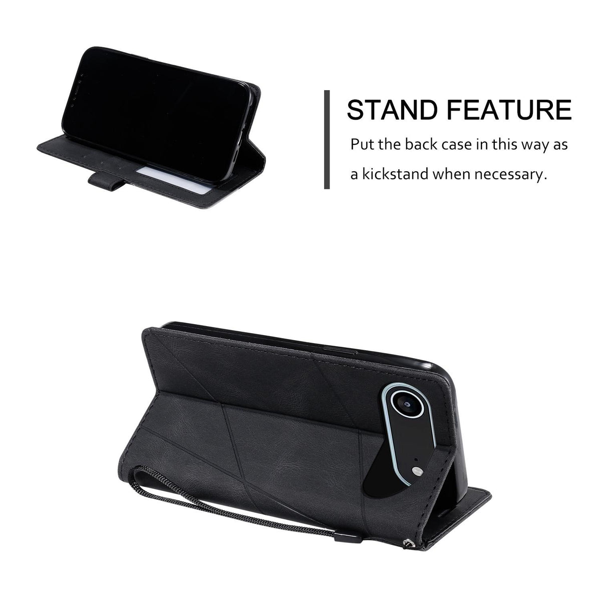 For iPhone Air Skin Feel Splicing Leather Phone Case - Black - EDA005717813C