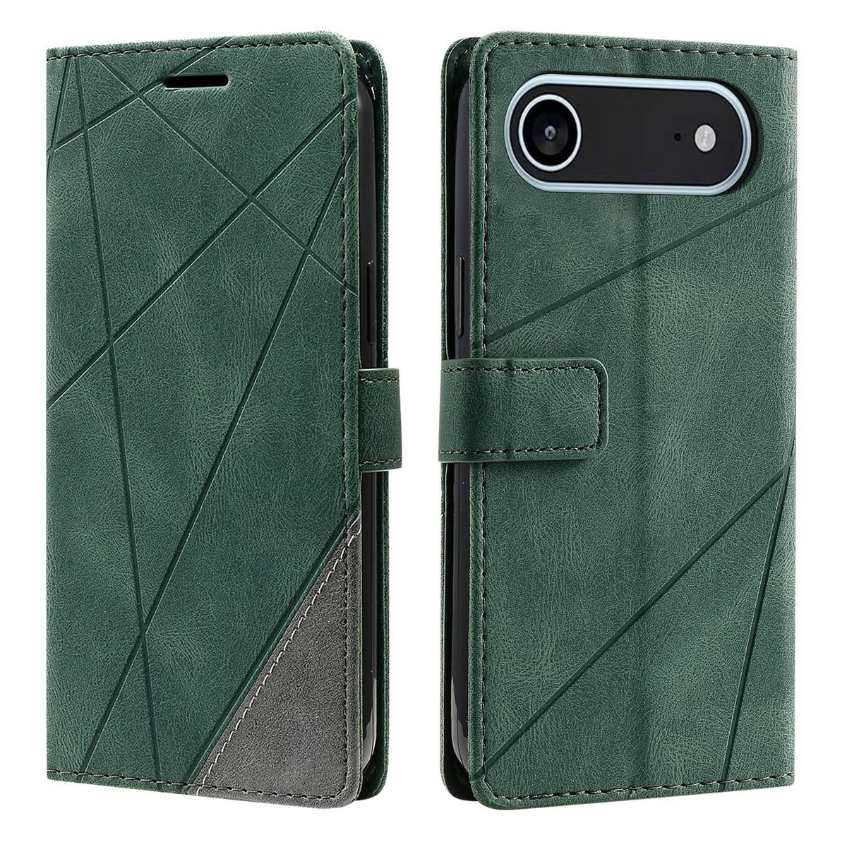 For iPhone Air Skin Feel Splicing Leather Phone Case - Green - EDA005717813D