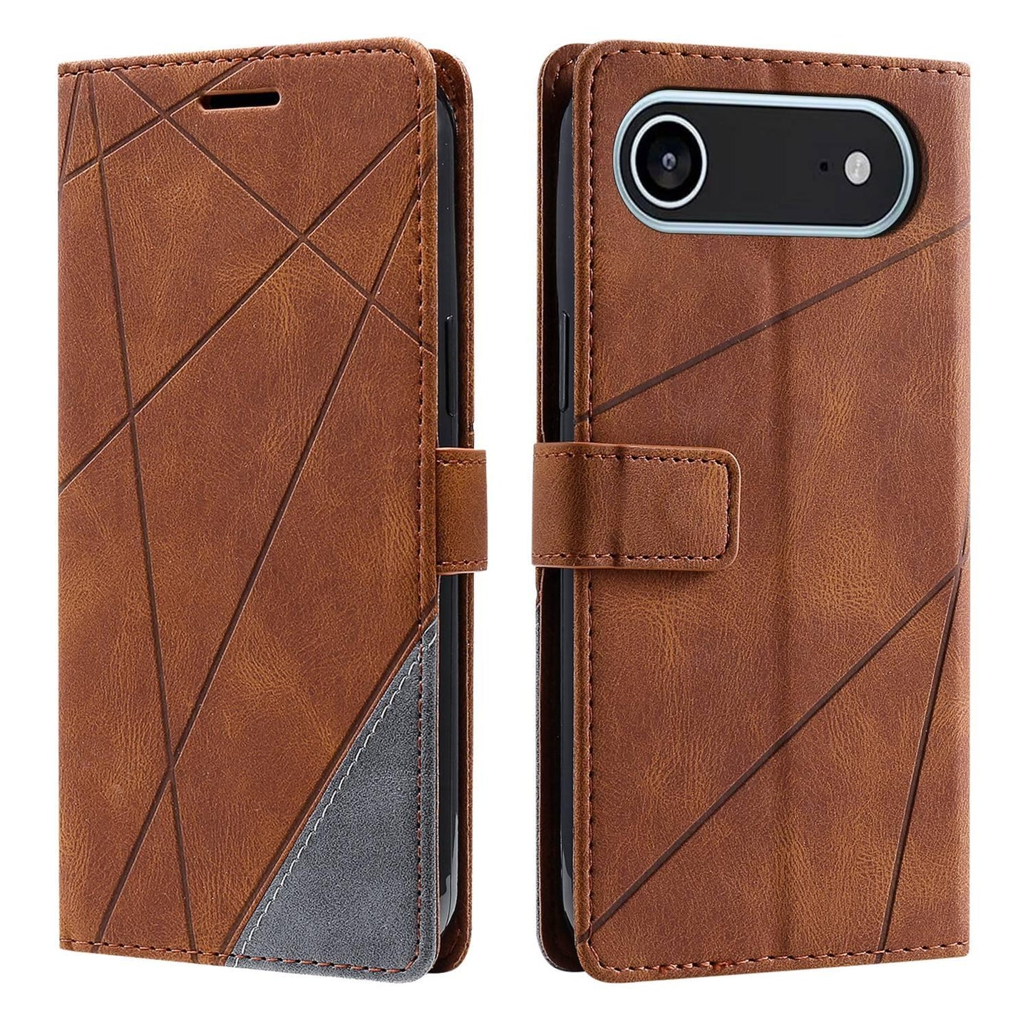 For iPhone Air Skin Feel Splicing Leather Phone Case(Brown)