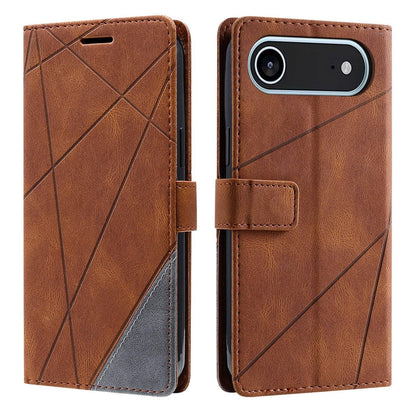 For iPhone Air Skin Feel Splicing Leather Phone Case(Brown)