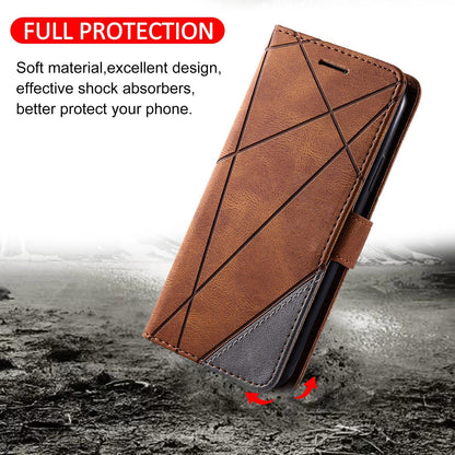 For iPhone Air Skin Feel Splicing Leather Phone Case(Brown)