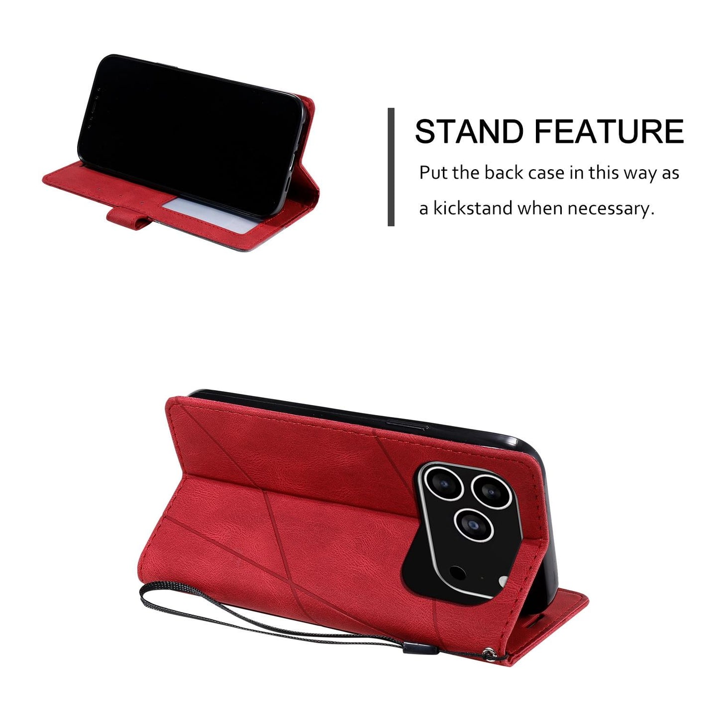For iPhone 18 Pro Max Skin Feel Splicing Leather Phone Case(Red)