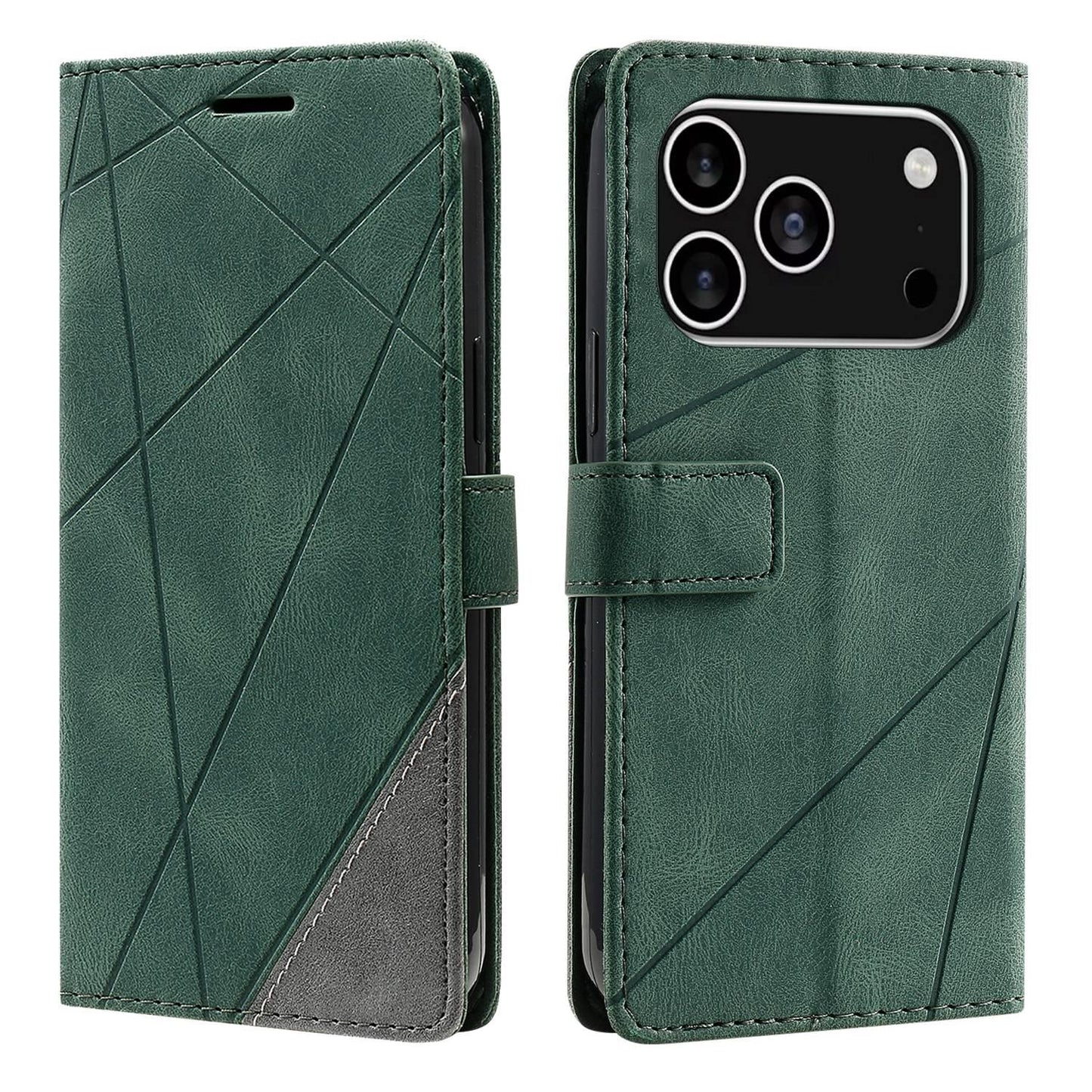 For iPhone 18 Pro Max Skin Feel Splicing Leather Phone Case(Green)