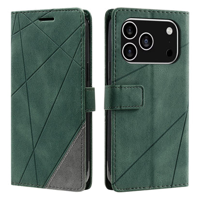 For iPhone 18 Pro Max Skin Feel Splicing Leather Phone Case(Green)