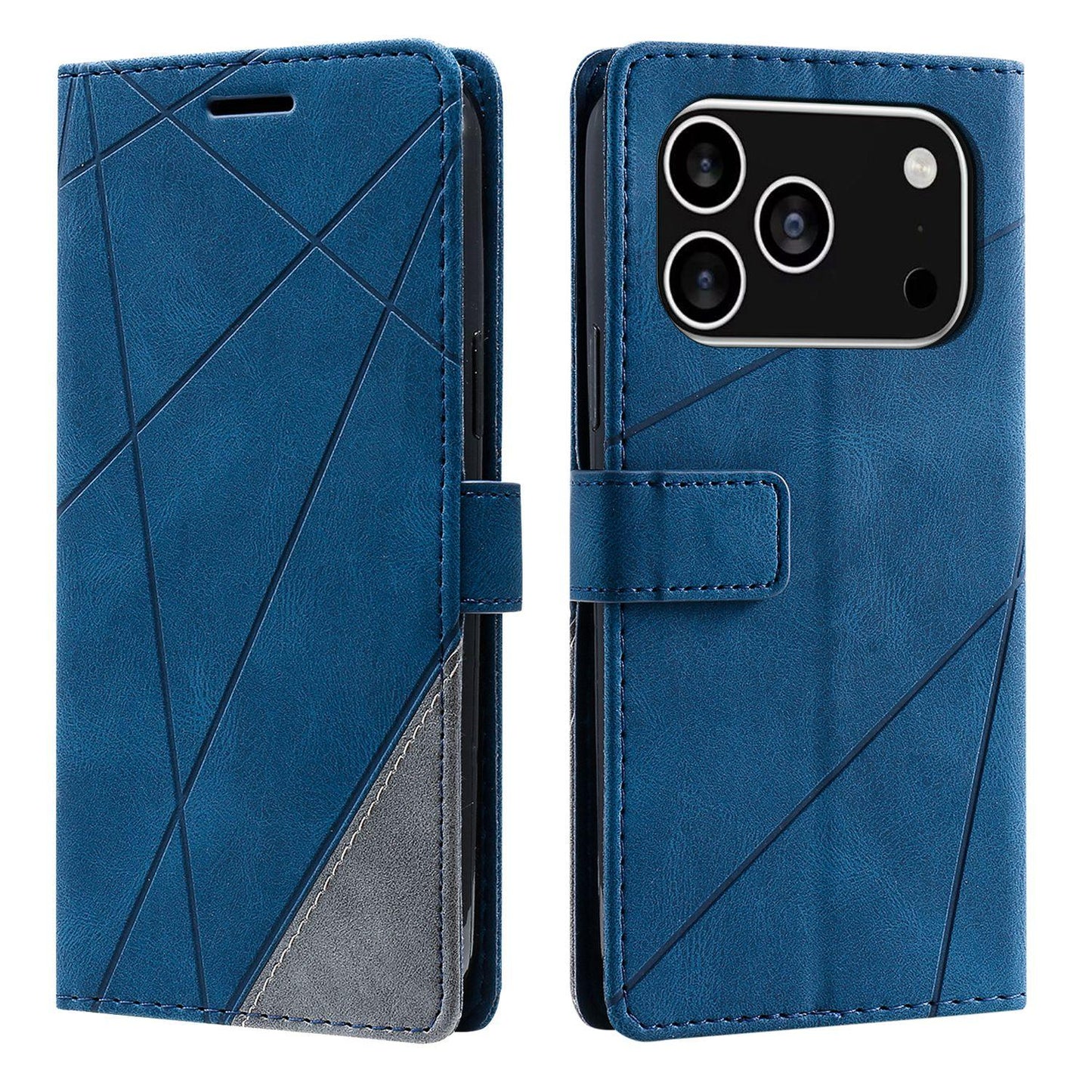 For iPhone 18 Pro Skin Feel Splicing Leather Phone Case(Blue)