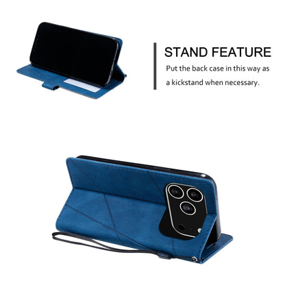 For iPhone 18 Pro Skin Feel Splicing Leather Phone Case(Blue)