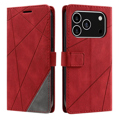 For iPhone 18 Pro Skin Feel Splicing Leather Phone Case(Red)