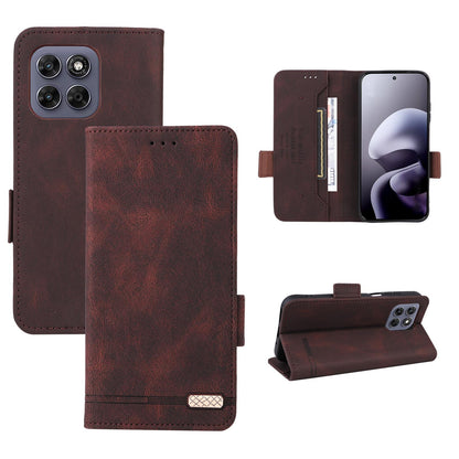 For Motorola Moto G37 / G47 / G37 Power Magnetic Clasp Leather Phone Case(Brown)