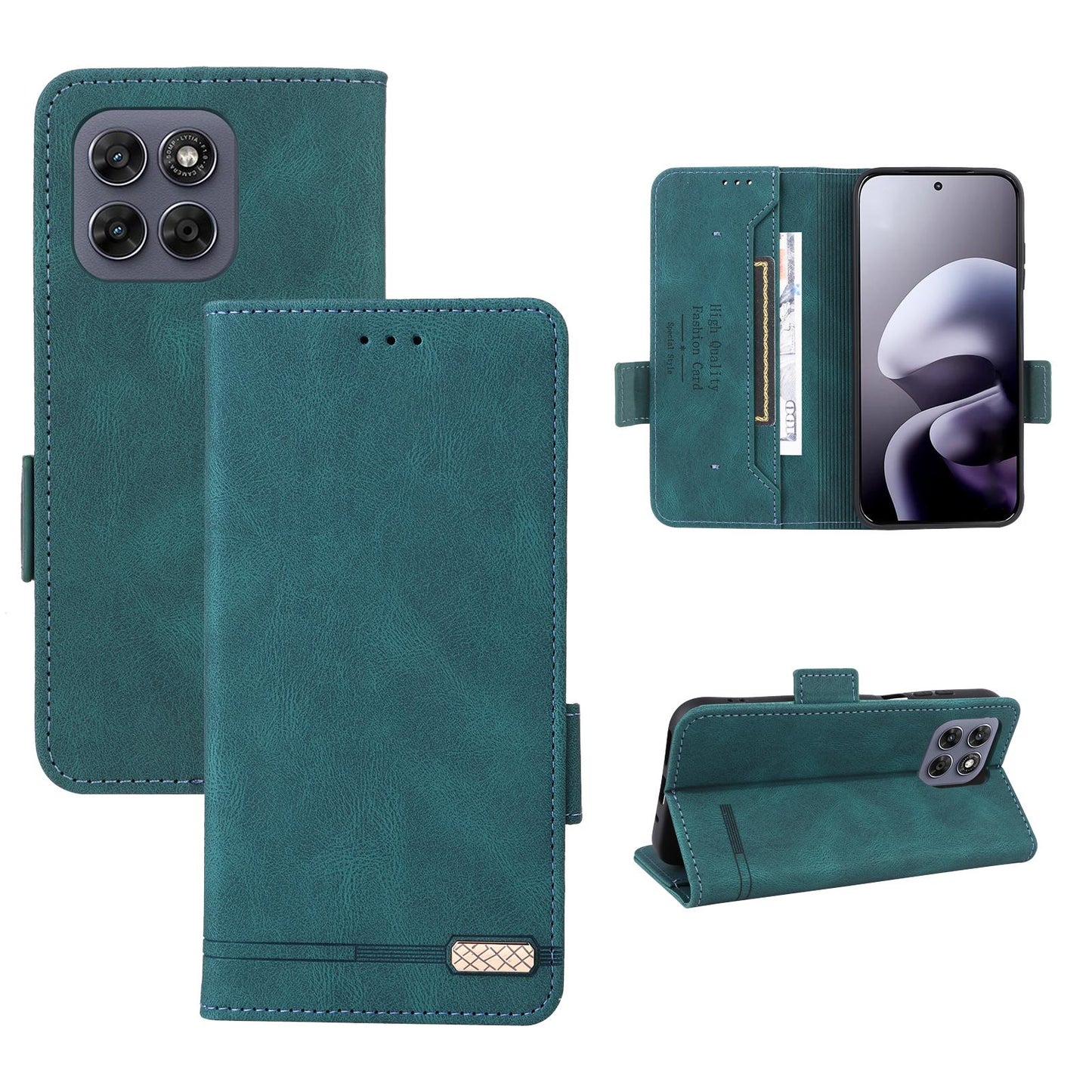 For Motorola Moto G37 / G47 / G37 Power Magnetic Clasp Leather Phone Case(Green)