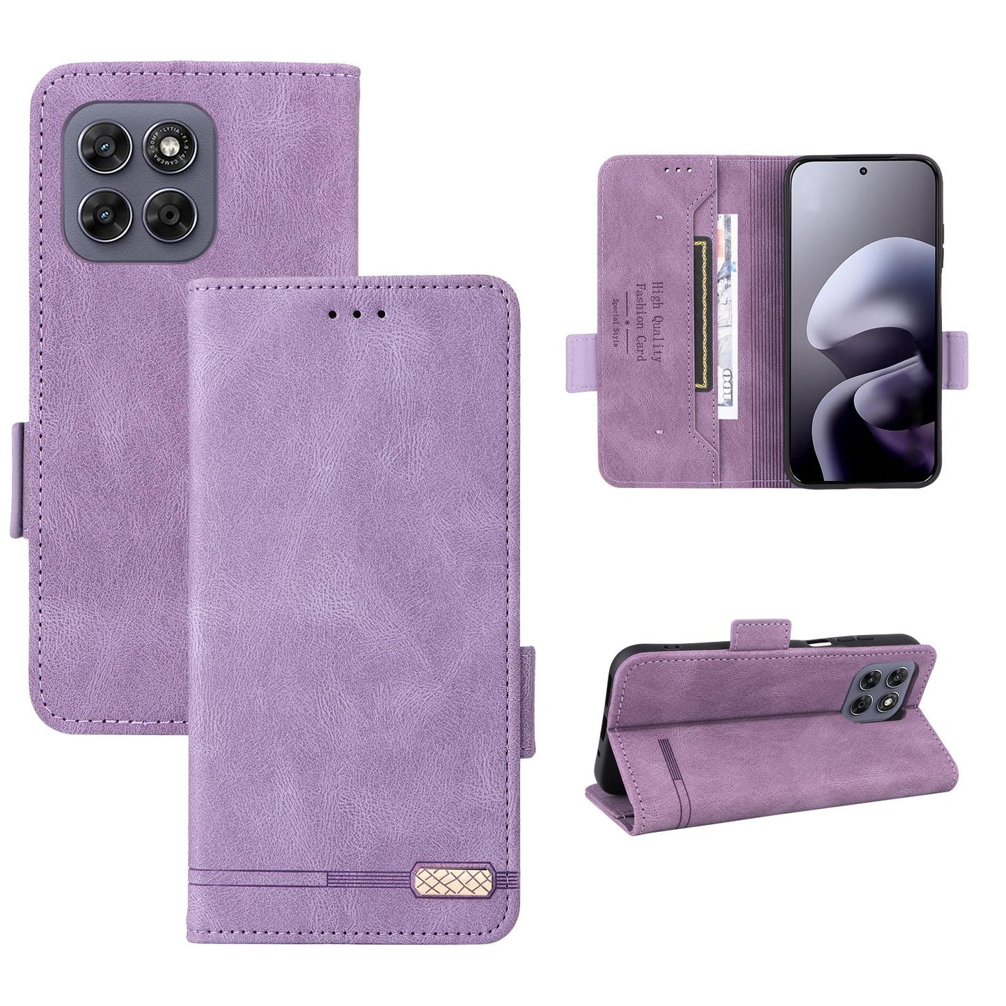 For Motorola Moto G37 / G47 / G37 Power Magnetic Clasp Leather Phone Case(Purple)