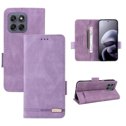 For Motorola Moto G37 / G47 / G37 Power Magnetic Clasp Leather Phone Case(Purple)