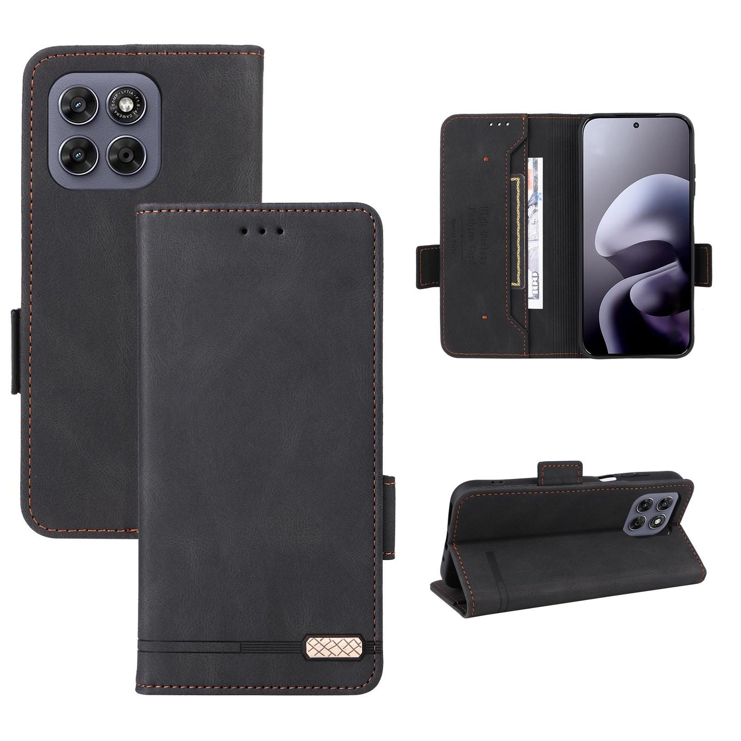 For Motorola Moto G37 / G47 / G37 Power Magnetic Clasp Leather Phone Case(Black)