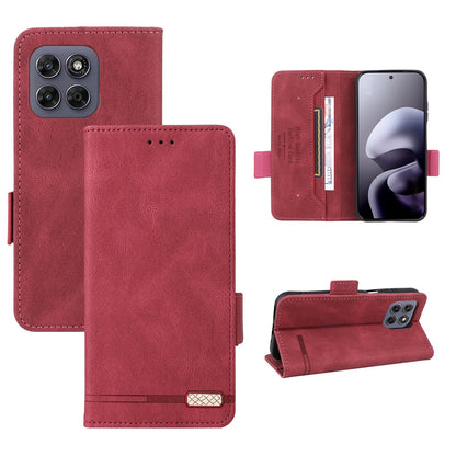 For Motorola Moto G37 / G47 / G37 Power Magnetic Clasp Leather Phone Case(Red)