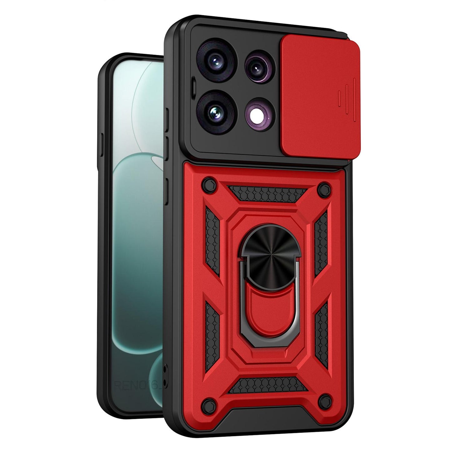 For OPPO Reno16 F 5G Global Sliding Camera Cover Design TPU+PC Phone Case(Red)