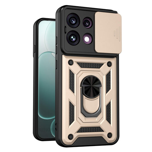 For OPPO Reno16 F 5G Global Sliding Camera Cover Design TPU+PC Phone Case(Gold)