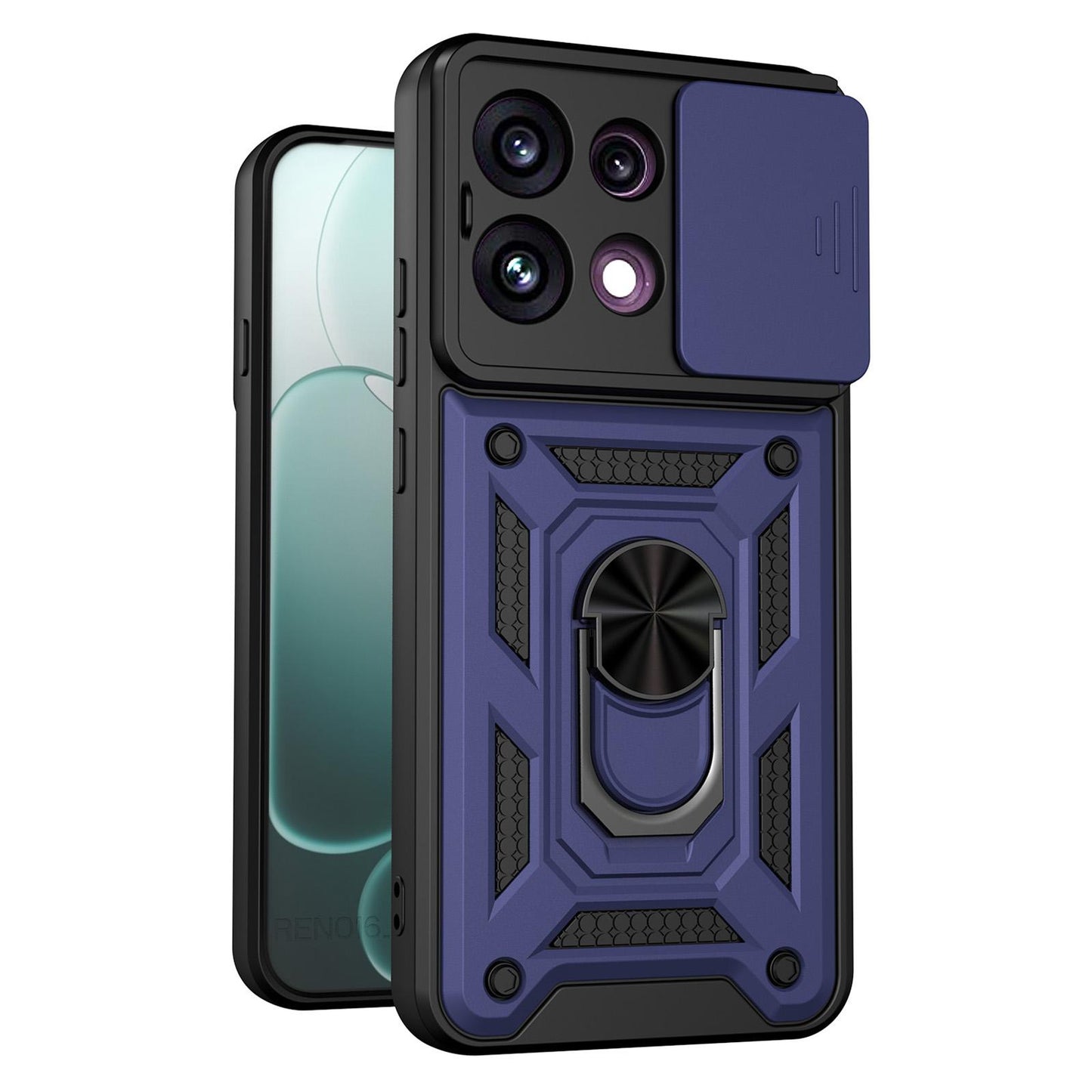 For OPPO Reno16 F 5G Global Sliding Camera Cover Design TPU+PC Phone Case(Blue)