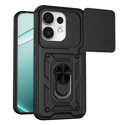For OPPO Reno16 5G Global Sliding Camera Cover Design TPU+PC Phone Case(Black)