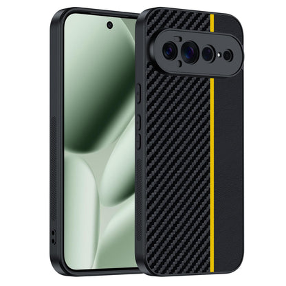 For Google Pixel 11 Pro XL Ultra-thin Carbon Fiber Texture Printing Phone Case - Black Yellow - EDA005781109D