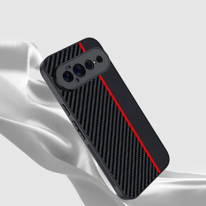 For Google Pixel 11 Pro XL Ultra-thin Carbon Fiber Texture Printing Phone Case - Black Yellow - EDA005781109D