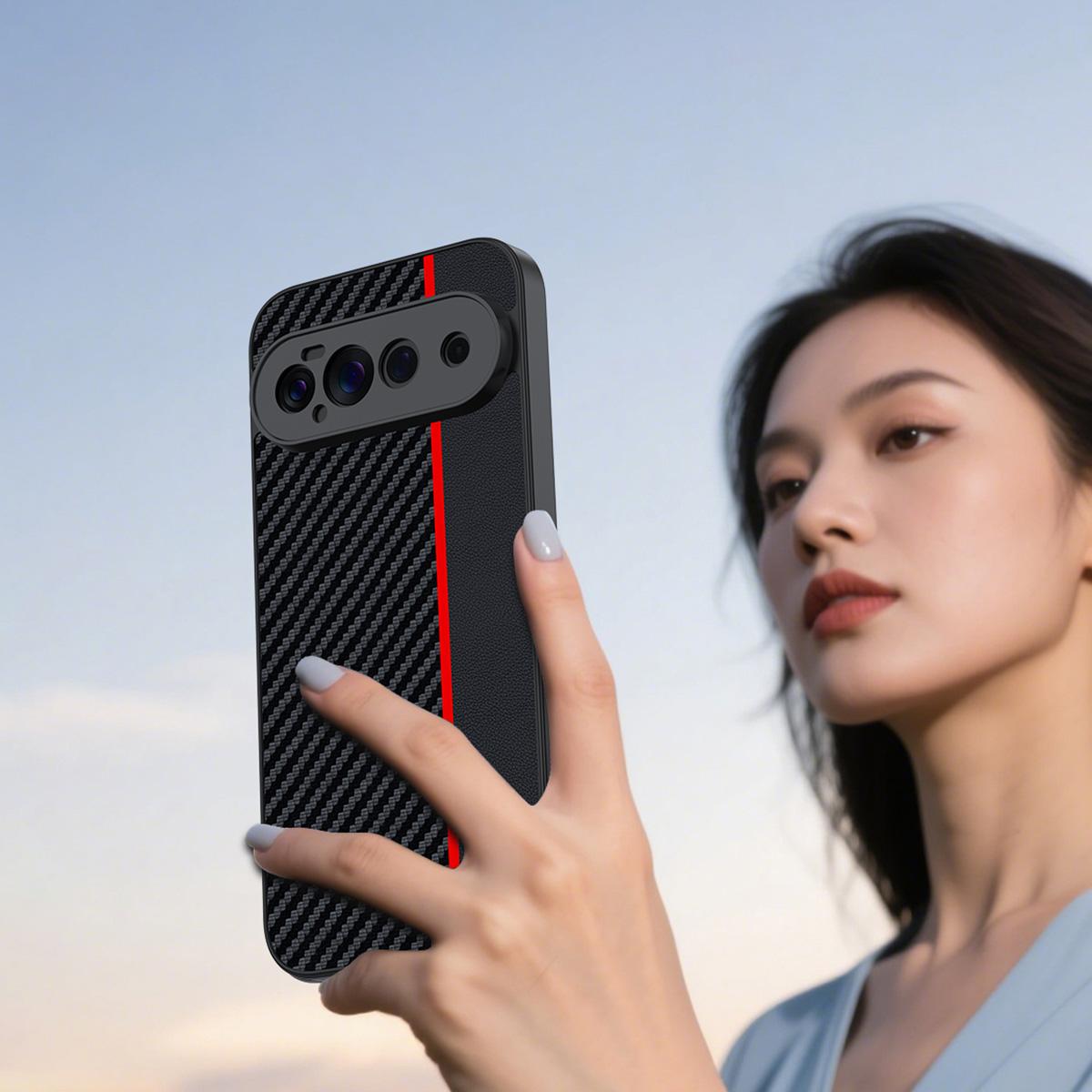 For Google Pixel 11 Ultra-thin Carbon Fiber Texture Printing Phone Case - Black Blue - EDA005781110E