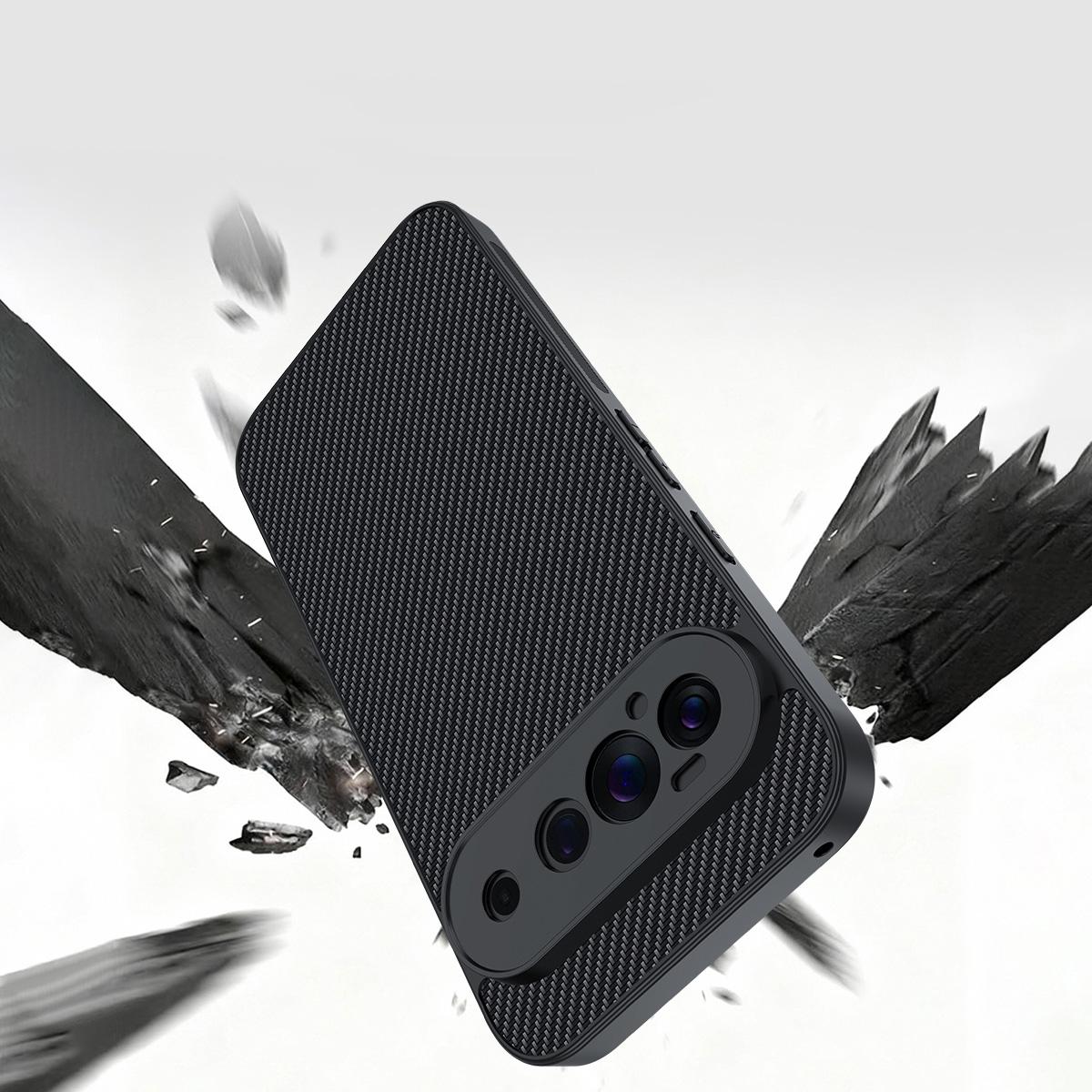 For Google Pixel 11 Pro Ultra-thin Carbon Fiber Texture Printing Phone Case - Gold - EDA005781111B