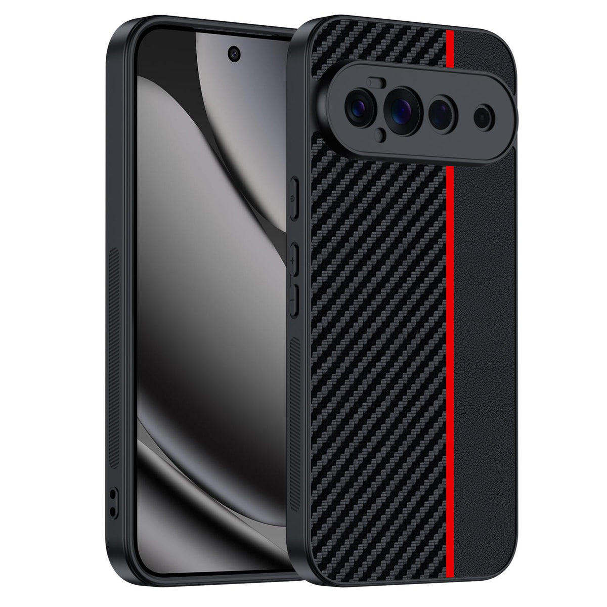 For Google Pixel 11 Pro Ultra-thin Carbon Fiber Texture Printing Phone Case - Black Red - EDA005781111C