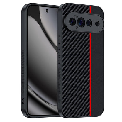 For Google Pixel 11 Pro Ultra-thin Carbon Fiber Texture Printing Phone Case - Black Red - EDA005781111C