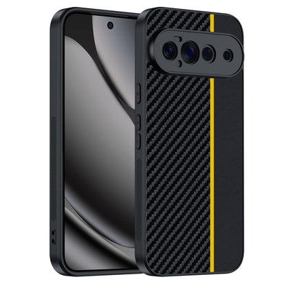 For Google Pixel 11 Pro Ultra-thin Carbon Fiber Texture Printing Phone Case - Black Yellow - EDA005781111D