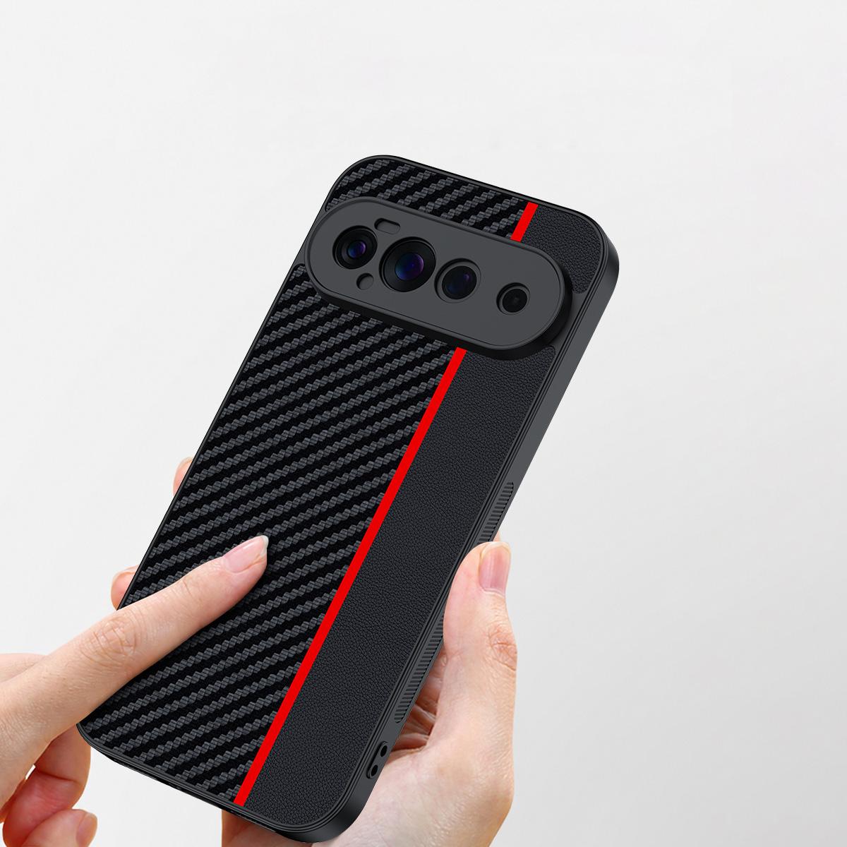 For Google Pixel 11 Pro Ultra-thin Carbon Fiber Texture Printing Phone Case - Black Yellow - EDA005781111D