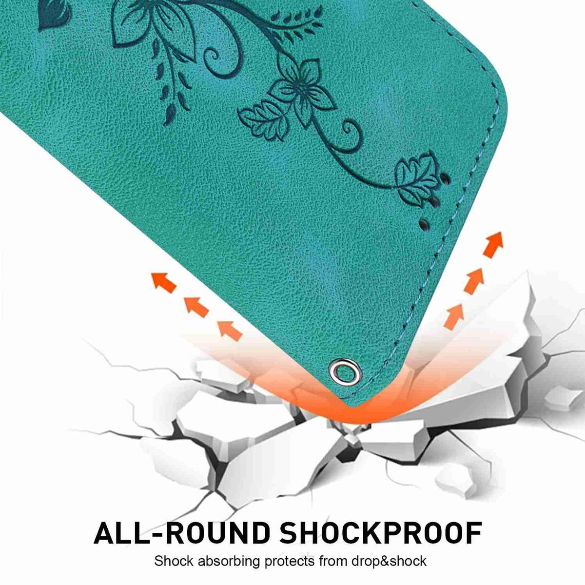 For Honor X7e 4G Lily Embossed Leather Phone Case - Green - EDA005884624A