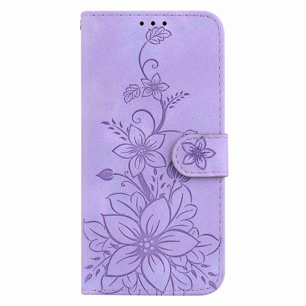 For Honor X7e 4G Lily Embossed Leather Phone Case - Purple - EDA005884624B