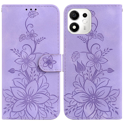 For Honor 600 Smart 5G Lily Embossed Leather Phone Case - Purple - EDA005884625B
