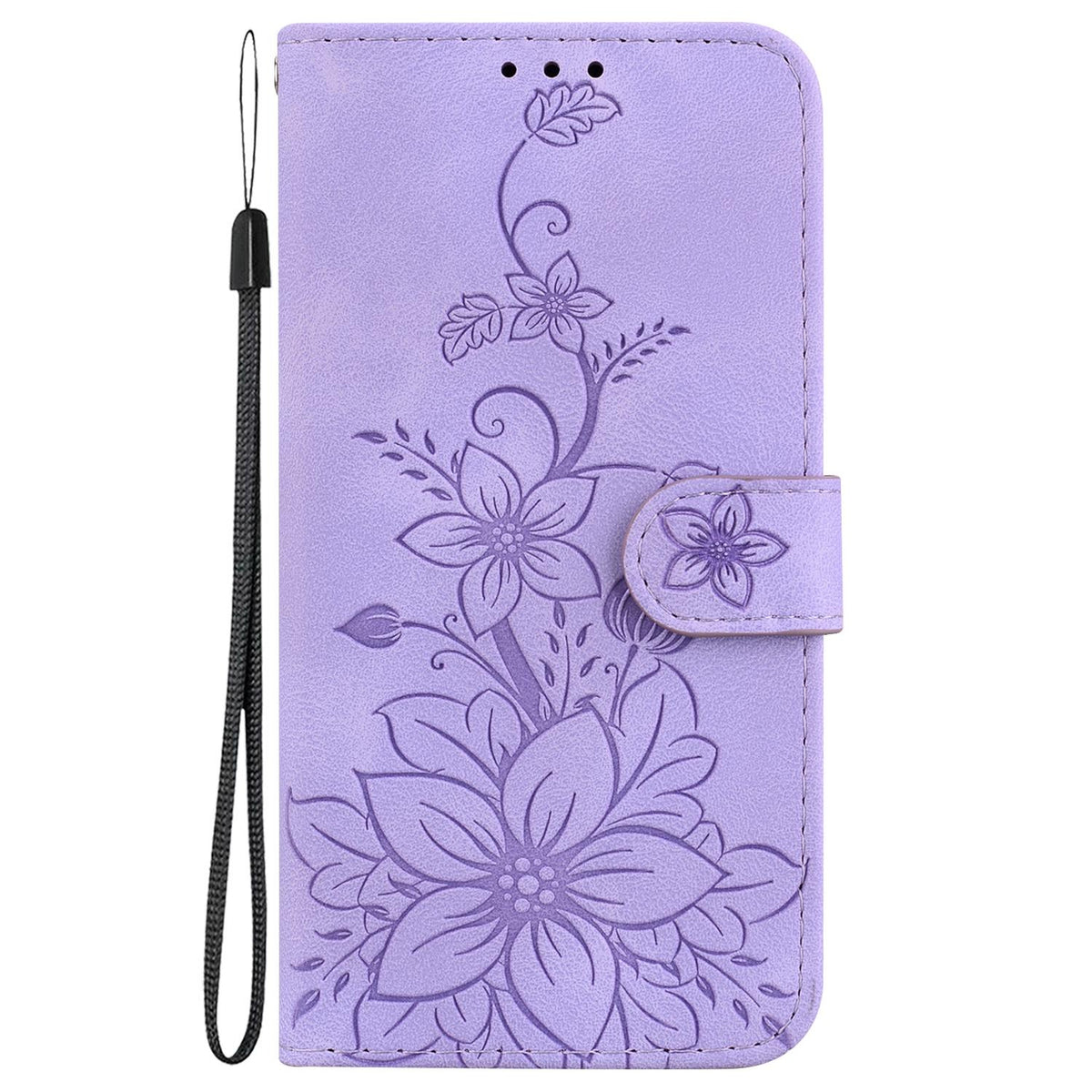 For Honor 600 Smart 5G Lily Embossed Leather Phone Case - Purple - EDA005884625B