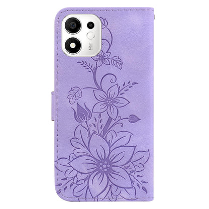 For Honor 600 Smart 5G Lily Embossed Leather Phone Case - Purple - EDA005884625B