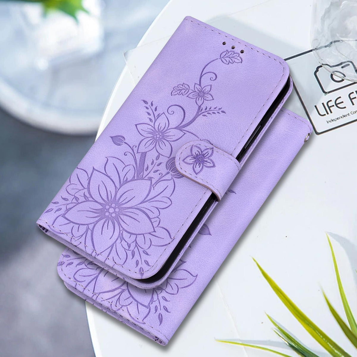 For Honor 600 Smart 5G Lily Embossed Leather Phone Case - Purple - EDA005884625B
