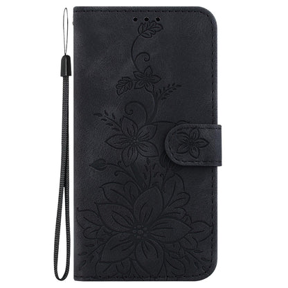 For Honor 600 Smart 5G Lily Embossed Leather Phone Case - Black - EDA005884625F
