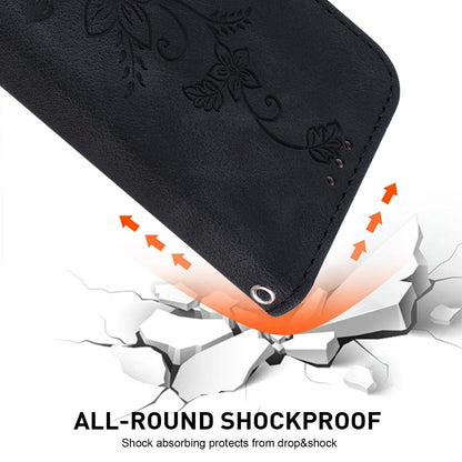 For Honor 600 Smart 5G Lily Embossed Leather Phone Case - Black - EDA005884625F