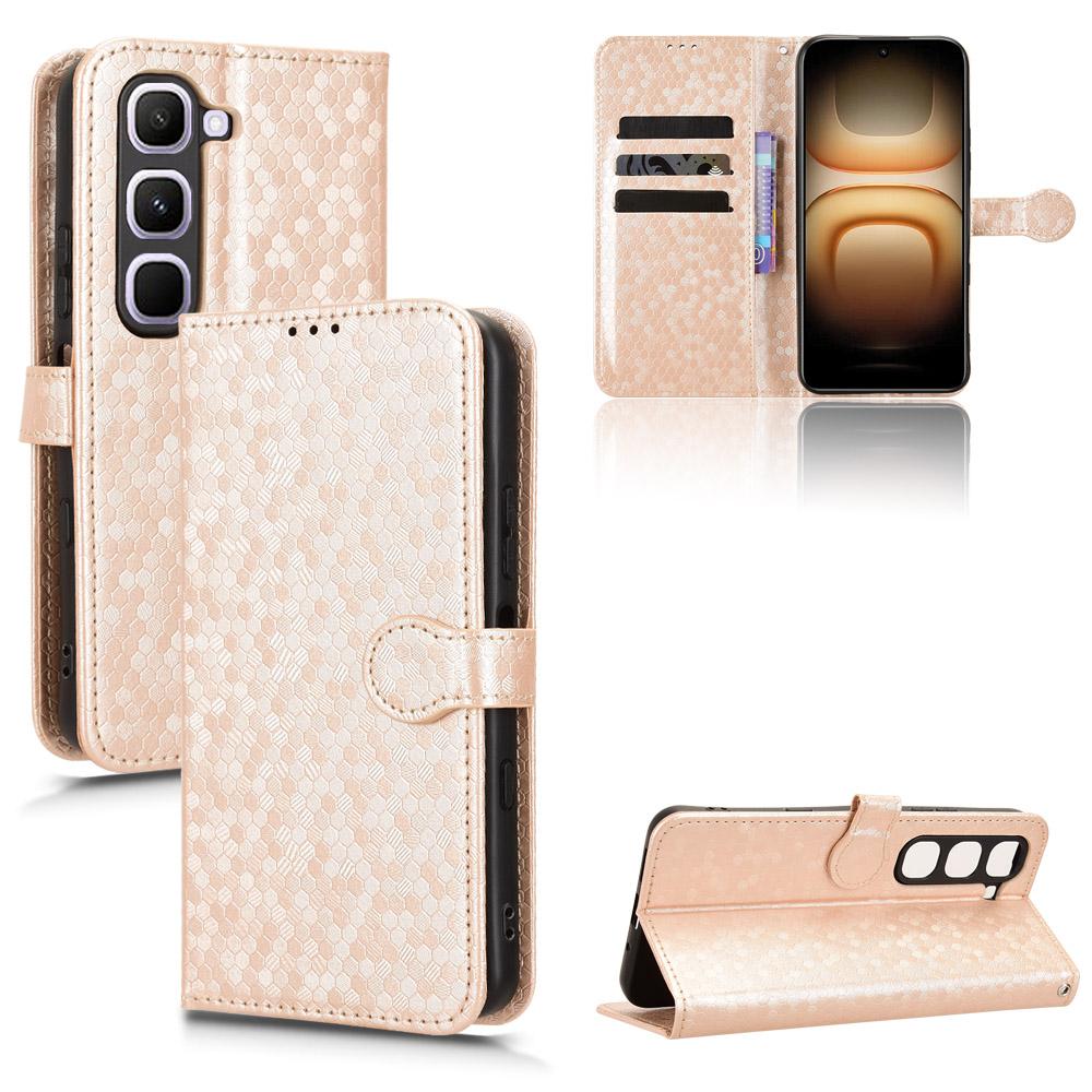 For Infinix Hot 70 Pro 5G Honeycomb Dot Texture Leather Phone Case - Gold - EDA005905027B