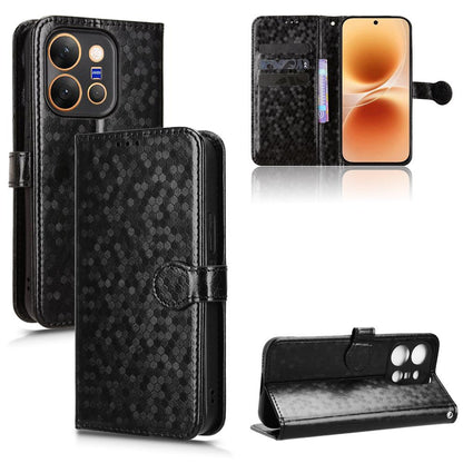 For vivo X300 E 5G Honeycomb Dot Texture Leather Phone Case - Black - EDA005907845A