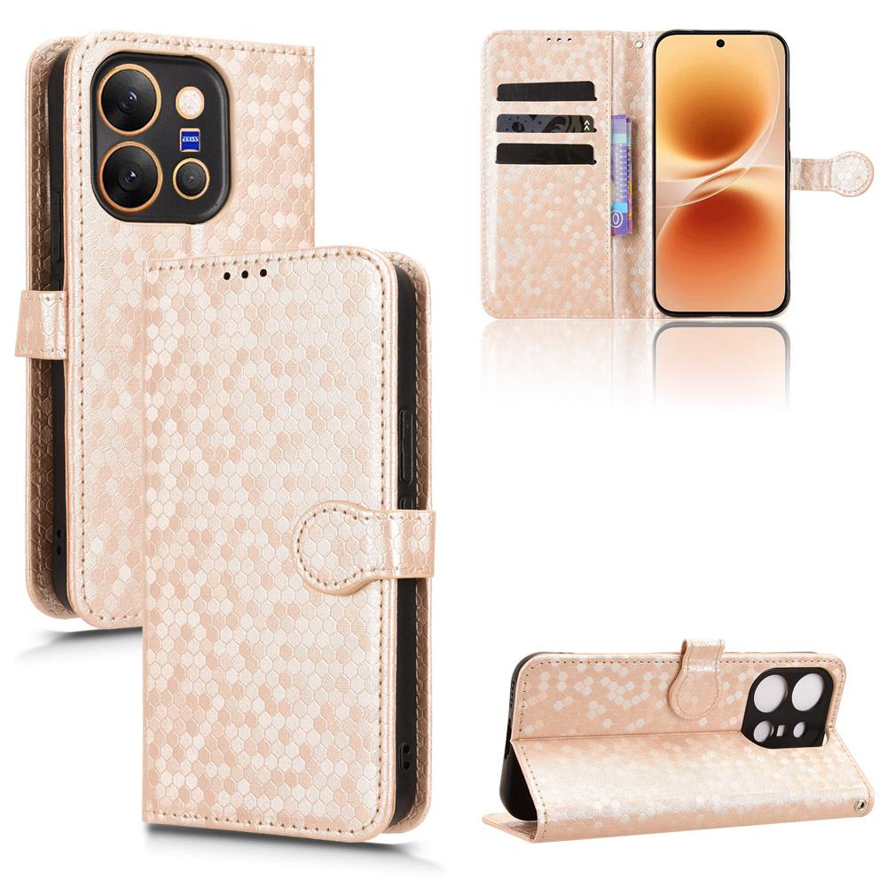 For vivo X300 E 5G Honeycomb Dot Texture Leather Phone Case - Gold - EDA005907845B
