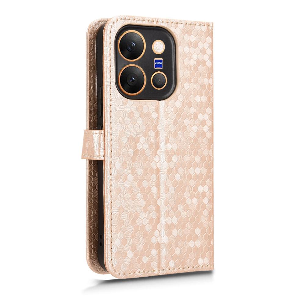 For vivo X300 E 5G Honeycomb Dot Texture Leather Phone Case - Gold - EDA005907845B