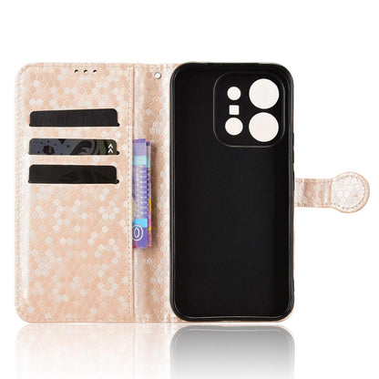 For vivo X300 E 5G Honeycomb Dot Texture Leather Phone Case - Gold - EDA005907845B
