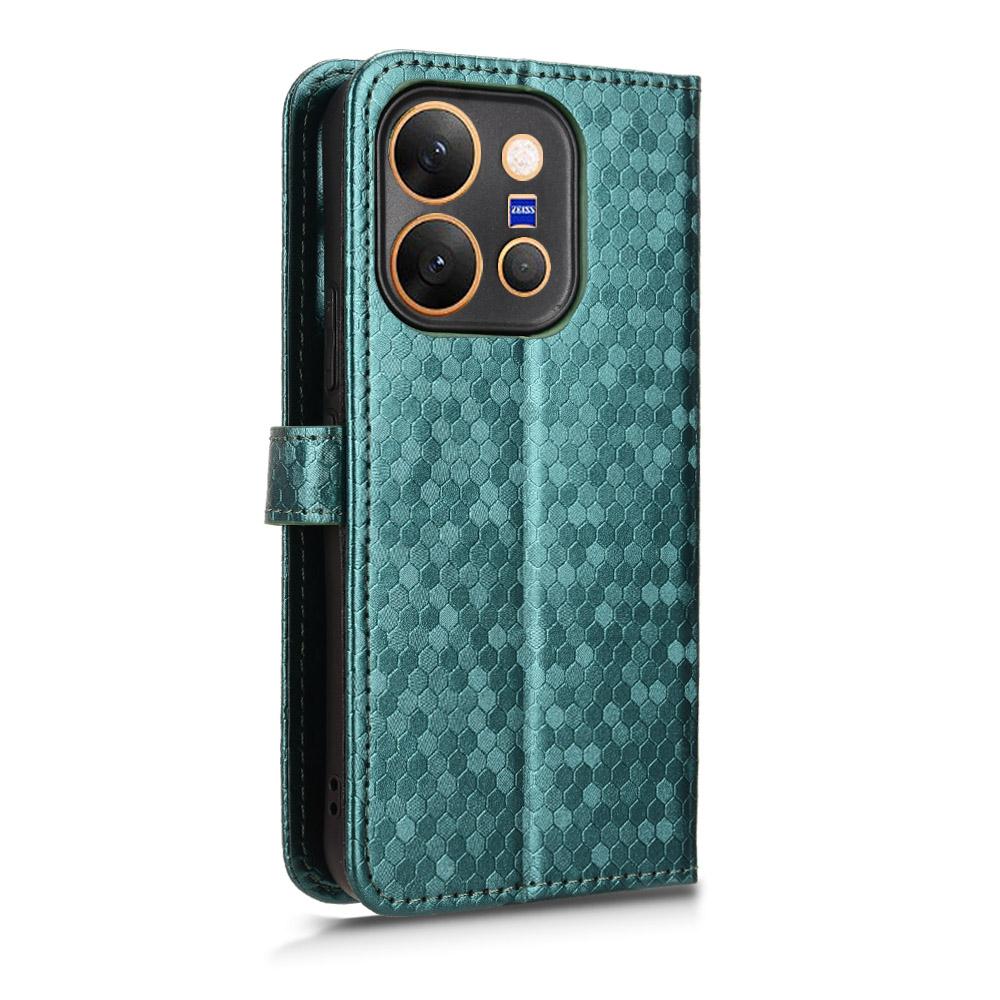 For vivo X300 E 5G Honeycomb Dot Texture Leather Phone Case - Green - EDA005907845D