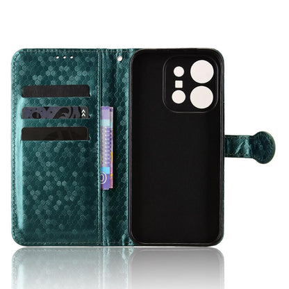 For vivo X300 E 5G Honeycomb Dot Texture Leather Phone Case - Green - EDA005907845D