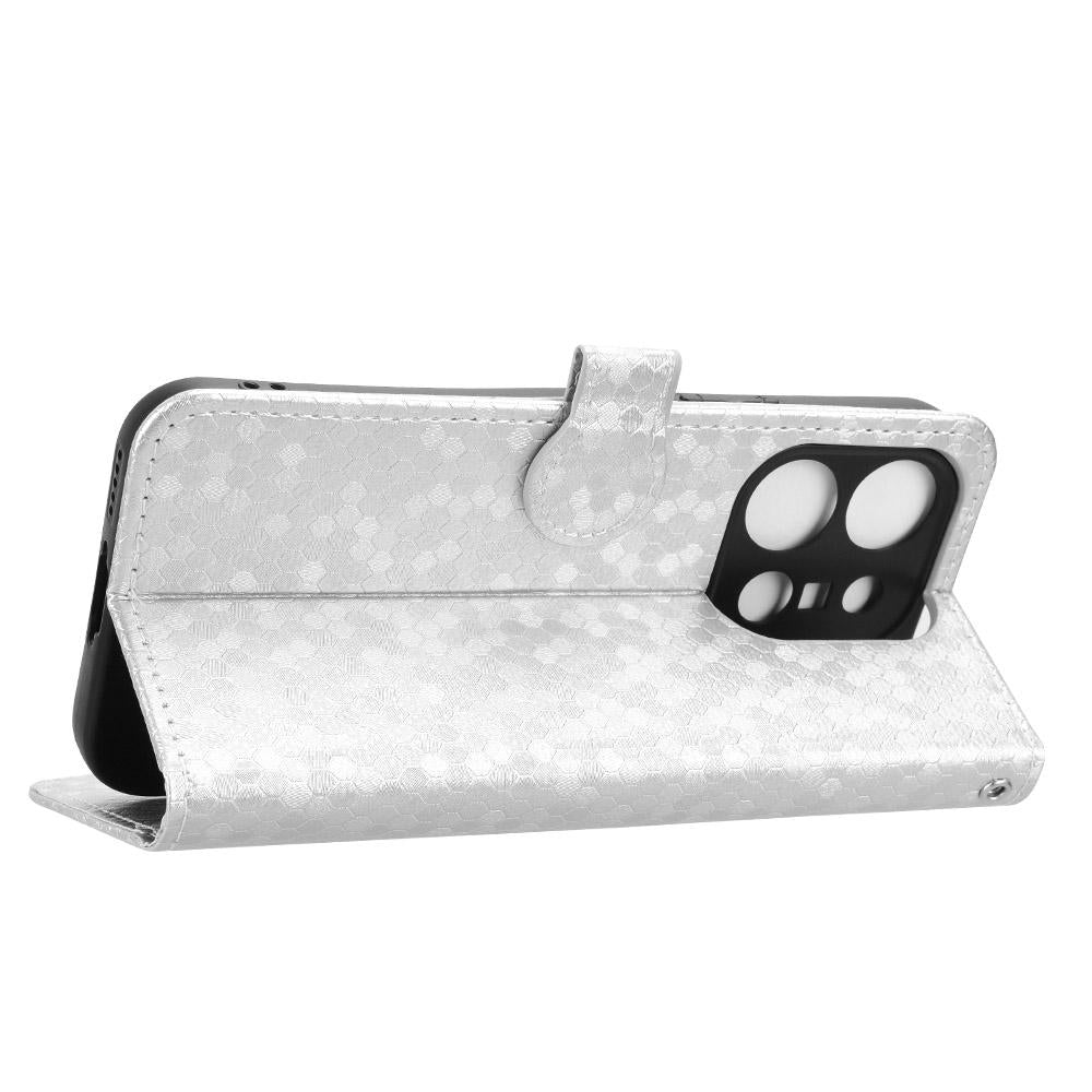 For vivo X300 E 5G Honeycomb Dot Texture Leather Phone Case - Silver - EDA005907845E