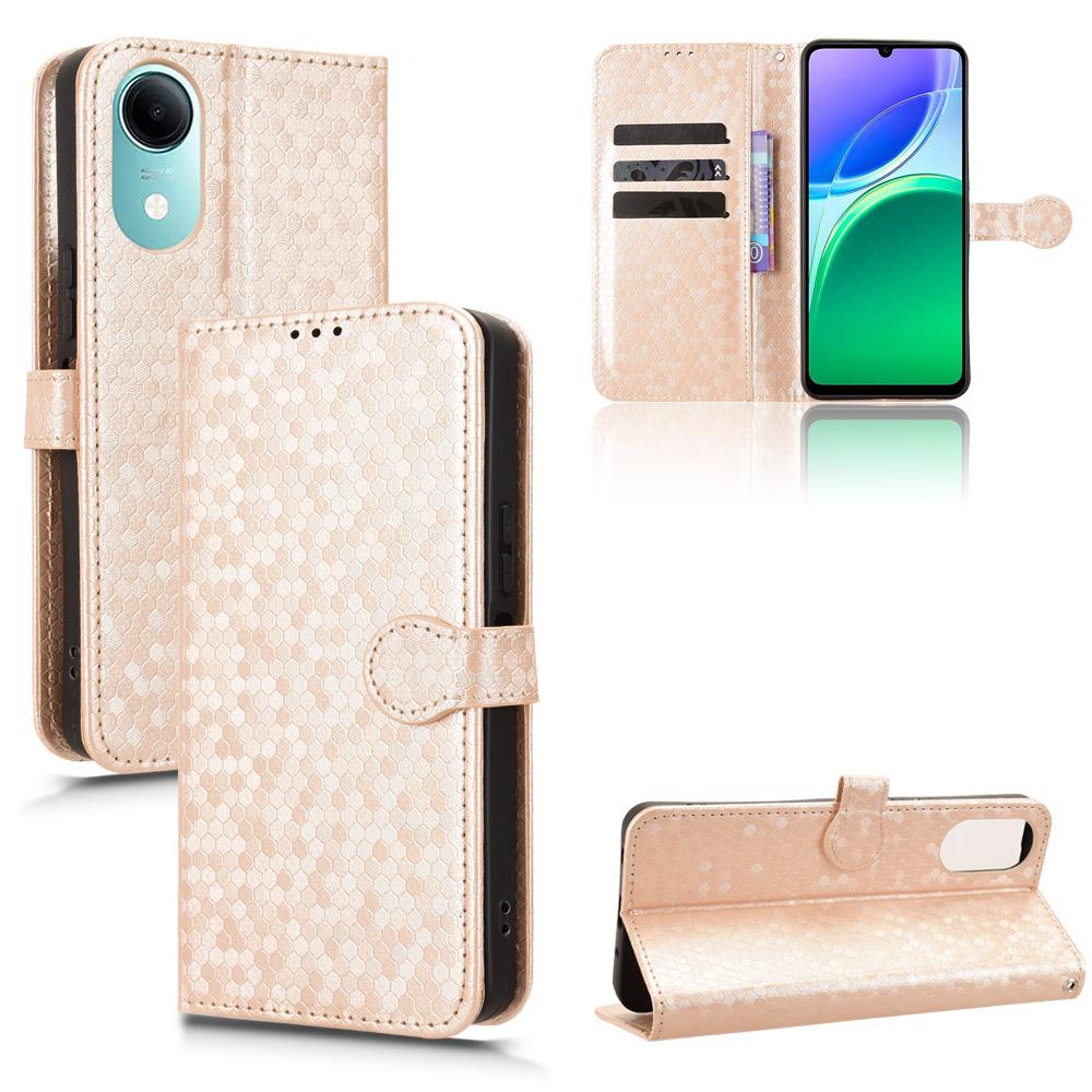For vivo T5e 4G Honeycomb Dot Texture Leather Phone Case - Gold - EDA005907847B