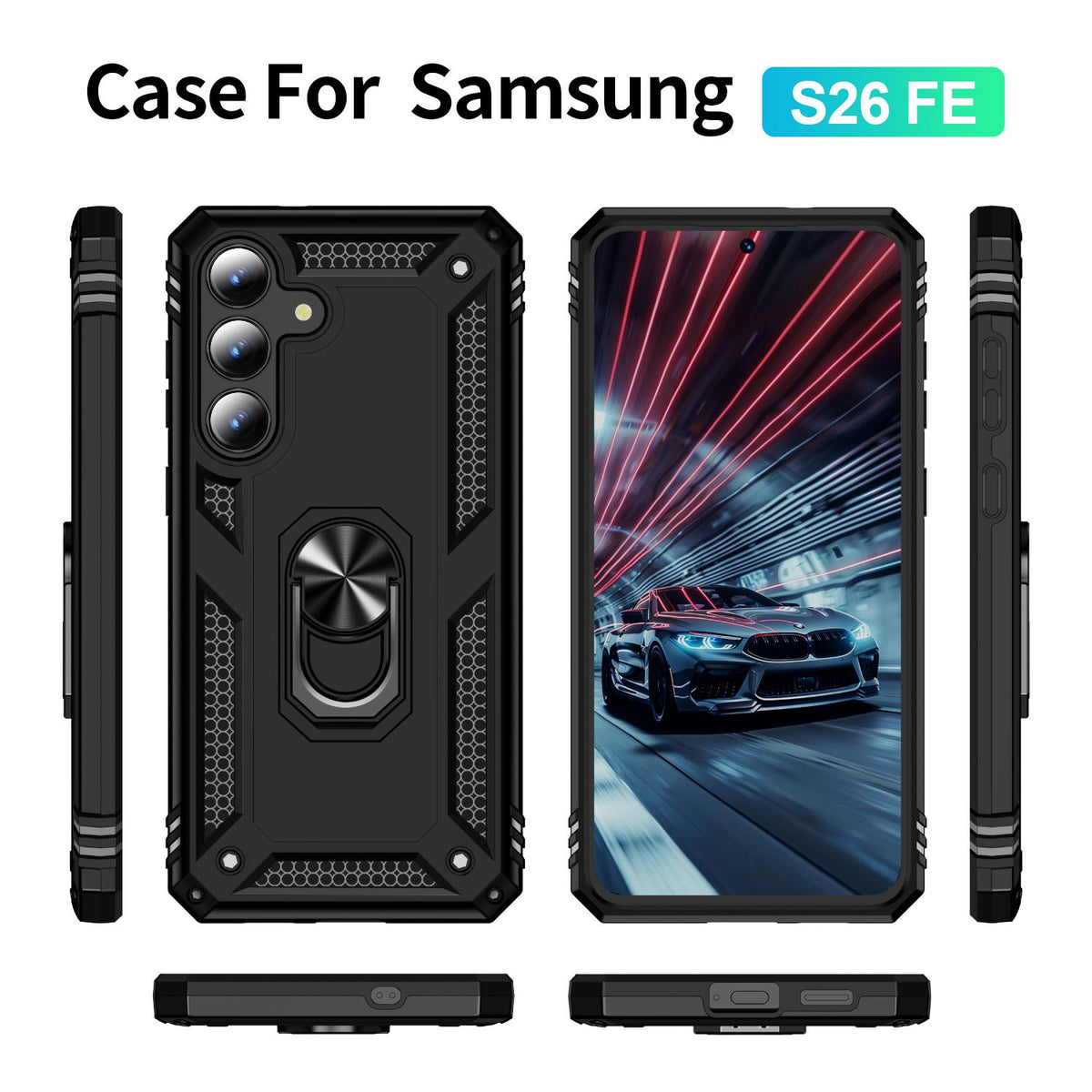 For Galaxy S26 FE 5G Shockproof TPU + PC Phone Case - Black - EDA005908113A