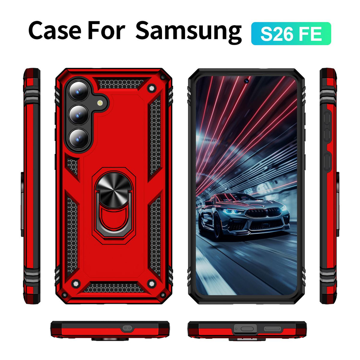 For Galaxy S26 FE 5G Shockproof TPU + PC Phone Case - Red - EDA005908113B