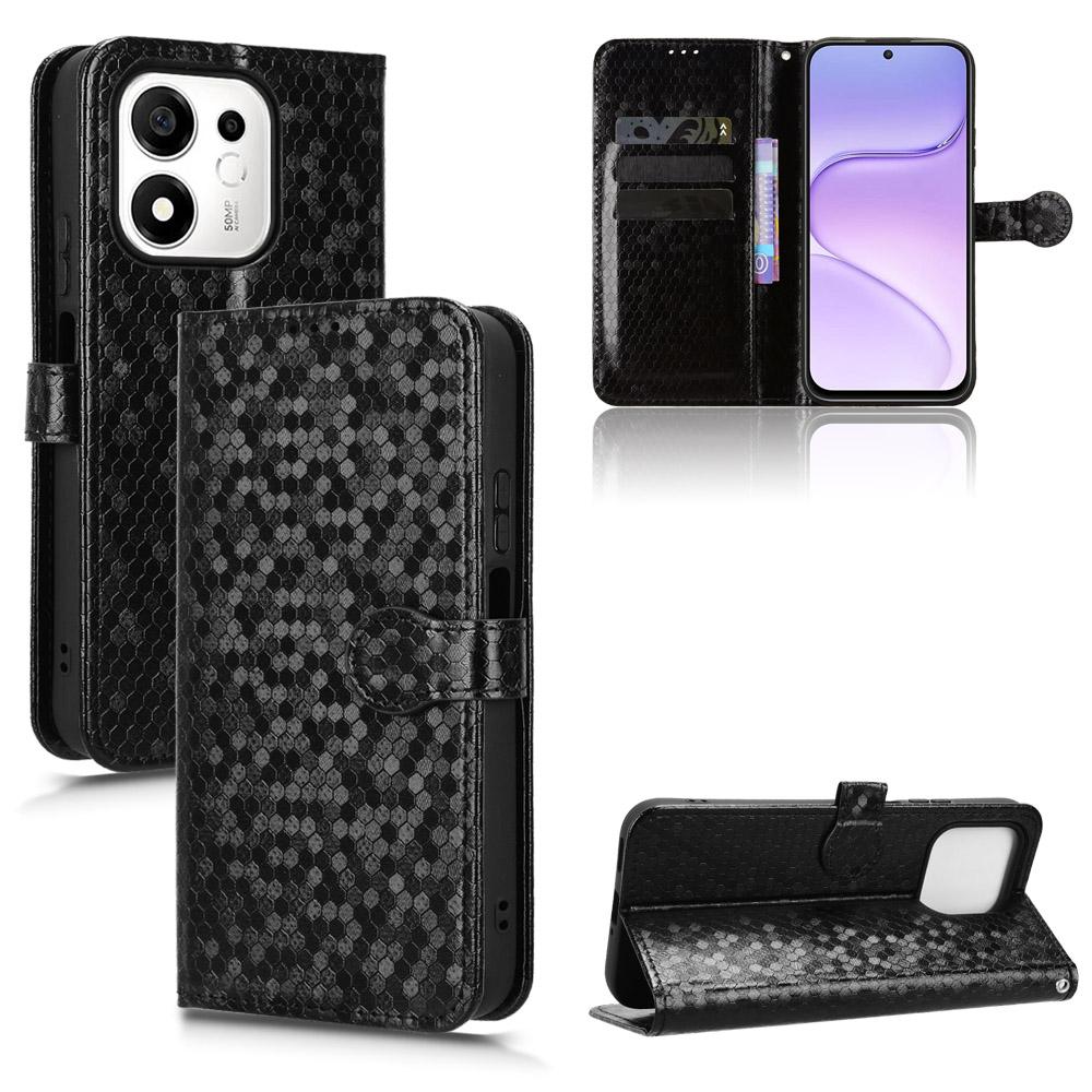 For Honor 600 Smart 5G Honeycomb Dot Texture Leather Phone Case - Black - EDA005911730A