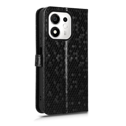 For Honor 600 Smart 5G Honeycomb Dot Texture Leather Phone Case - Black - EDA005911730A